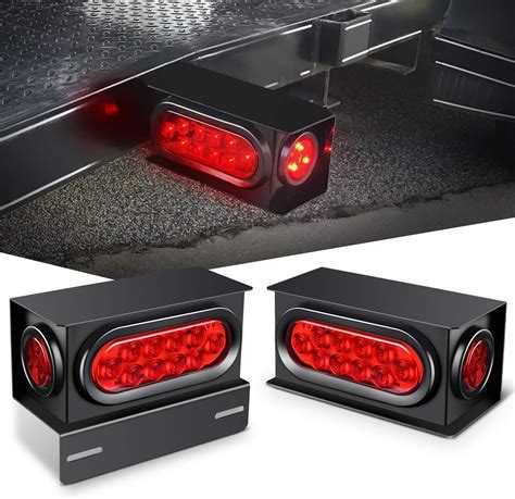 steel box trailer lights with back up light|stainless steel tail light boxes.